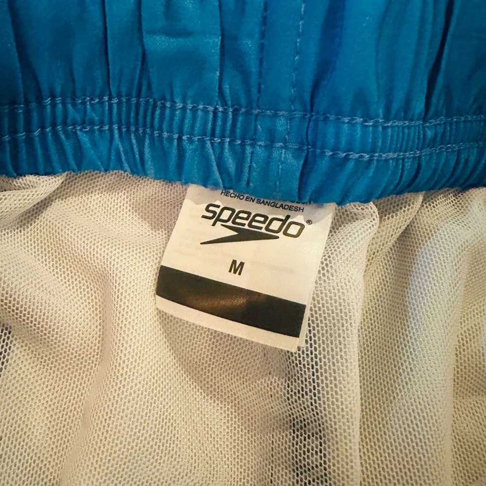 Speedo Mens Swim Trunks Blue Retro Stripe UPF 50+ Comfort Stretch 7784551400 M